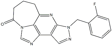 4,5,6,8-Tetrahydro-8-(2-fluorobenzyl)-1,2a,7,8,9-pentaazacyclohept[cd]-as-indacen-3-one Struktur