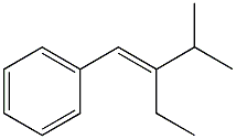 (E)-1-Phenyl-2-ethyl-3-methyl-1-butene Struktur