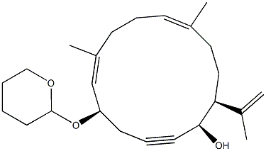 (1R,5R,6E,10E,14S)-14-(1-Methylethenyl)-7,11-dimethyl-5-[(tetrahydro-4H-pyran)-2-yloxy]cyclotetradeca-6,10-dien-2-yn-1-ol Struktur