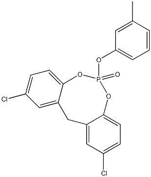 2,10-Dichloro-6-(3-methylphenoxy)-12H-dibenzo[d,g][1,3,2]dioxaphosphocin 6-oxide Struktur