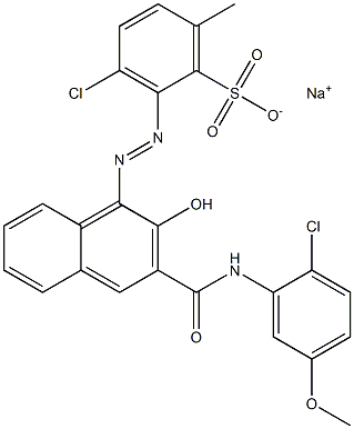 3-Chloro-6-methyl-2-[[3-[[(2-chloro-5-methoxyphenyl)amino]carbonyl]-2-hydroxy-1-naphtyl]azo]benzenesulfonic acid sodium salt Struktur