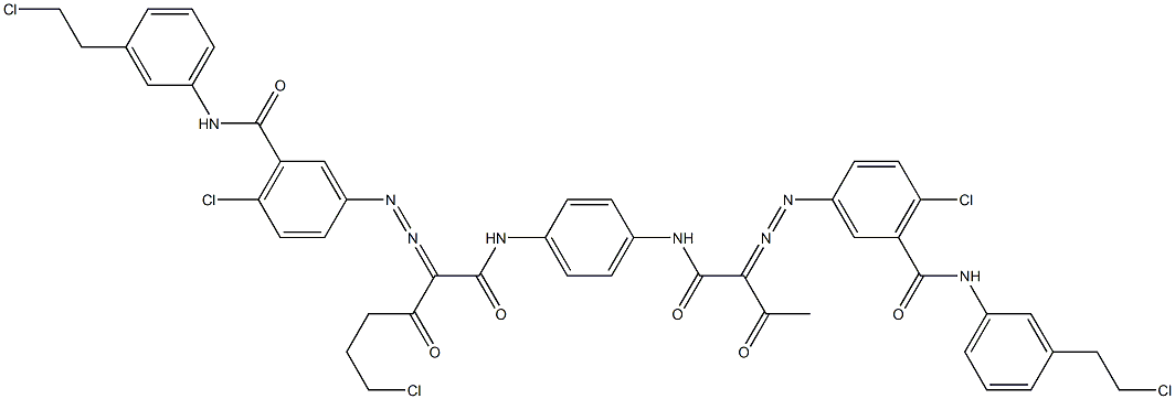 3,3'-[2-(2-Chloroethyl)-1,4-phenylenebis[iminocarbonyl(acetylmethylene)azo]]bis[N-[3-(2-chloroethyl)phenyl]-6-chlorobenzamide] Struktur