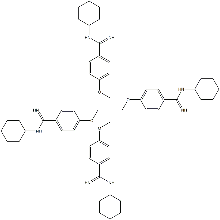 4,4',4'',4'''-[Methanetetrayltetrakis(methyleneoxy)]tetrakis(N1-cyclohexylbenzamidine) Struktur