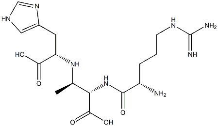 (2S,3R)-2-[(L-Arginyl)amino]-3-[[(1S)-2-(1H-imidazol-4-yl)-1-carboxyethyl]amino]butyric acid Struktur