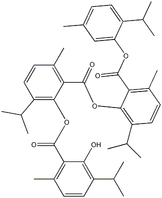 3-Isopropyl-6-methyl-2-[3-isopropyl-6-methyl-2-(2-hydroxy-3-isopropyl-6-methylbenzoyloxy)benzoyloxy]benzoic acid (2-isopropyl-5-methylphenyl) ester Struktur