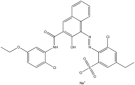 3-Chloro-5-ethyl-2-[[3-[[(2-chloro-5-ethoxyphenyl)amino]carbonyl]-2-hydroxy-1-naphtyl]azo]benzenesulfonic acid sodium salt Struktur