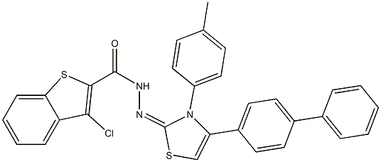 3-Chloro-N'-[(3-(4-methylphenyl)-4-(1,1'-biphenyl-4-yl)-2,3-dihydrothiazol)-2-ylidene]benzo[b]thiophene-2-carbohydrazide Struktur