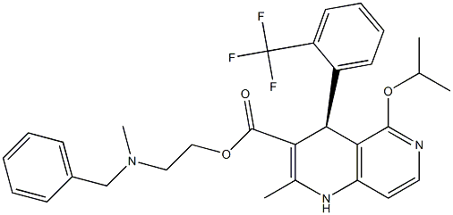 (4S)-1,4-Dihydro-5-isopropyloxy-2-methyl-4-[2-(trifluoromethyl)phenyl]-1,6-naphthyridine-3-carboxylic acid 2-(N-methyl-N-benzylamino)ethyl ester Struktur