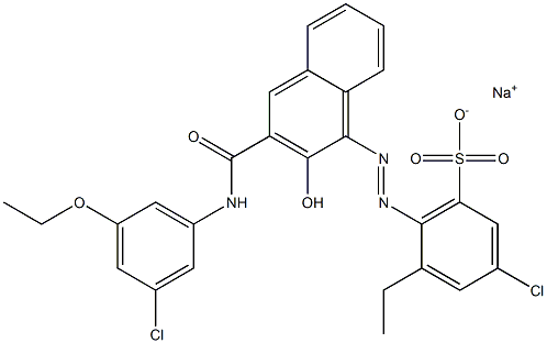 3-Chloro-5-ethyl-6-[[3-[[(3-chloro-5-ethoxyphenyl)amino]carbonyl]-2-hydroxy-1-naphtyl]azo]benzenesulfonic acid sodium salt Struktur