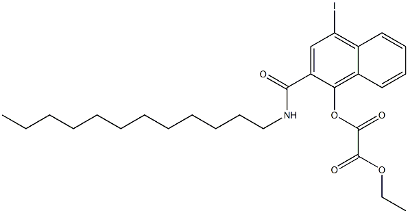 Oxalic acid 1-ethyl 2-(2-dodecylcarbamoyl-4-iodo-1-naphtyl) ester Struktur