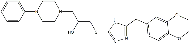 1-[[5-(3,4-Dimethoxybenzyl)-4H-1,2,4-triazol-3-yl]thio]-3-(4-phenylpiperazino)-2-propanol Struktur