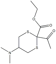 2-Acetyl-5-(dimethylamino)-1,3-dithiane-2-carboxylic acid ethyl ester Struktur