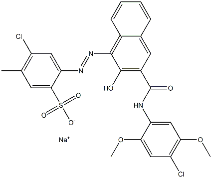 4-Chloro-2-[3-(4-chloro-2,5-dimethoxyphenylcarbamoyl)-2-hydroxy-1-naphtylazo]-5-methyl-1-benzenesulfonic acid sodium salt Struktur