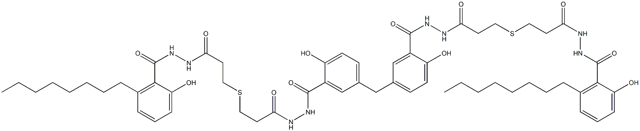 5,5'-Methylenebis[N'-[3-[[2-[[N'-(6-octylsalicyloyl)hydrazino]carbonyl]ethyl]thio]propionyl]salicylic hydrazide] Struktur