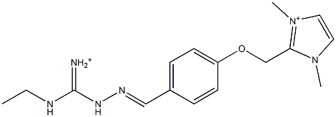 1,3-Dimethyl-2-[4-[2-[iminio(ethylamino)methyl]hydrazonomethyl]phenoxymethyl]1H-imidazol-3-ium Struktur