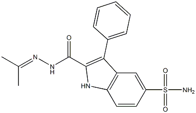 N-(Isopropylideneamino)-5-(aminosulfonyl)-3-phenyl-1H-indole-2-carboxamide Struktur