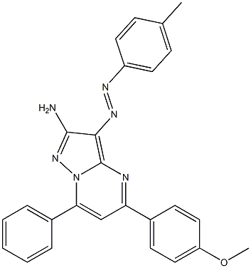 2-Amino-3-(4-methylphenylazo)-5-(4-methoxyphenyl)-7-phenylpyrazolo[1,5-a]pyrimidine Struktur