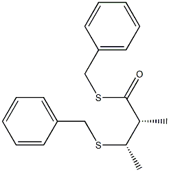 (2R,3S)-3-Benzylthio-2-methylbutanethioic acid S-benzyl ester Struktur