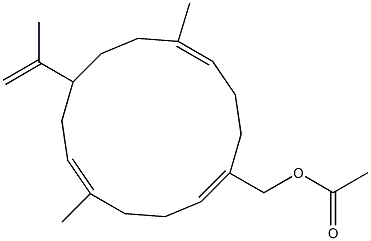 5,11-Dimethyl-8-(1-methylethenyl)-1,5,11-cyclotetradecatriene-1-methanol acetate Struktur