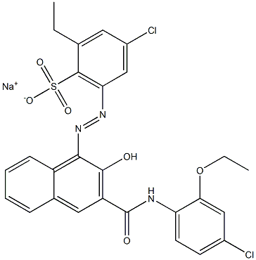 4-Chloro-2-ethyl-6-[[3-[[(4-chloro-2-ethoxyphenyl)amino]carbonyl]-2-hydroxy-1-naphtyl]azo]benzenesulfonic acid sodium salt Struktur