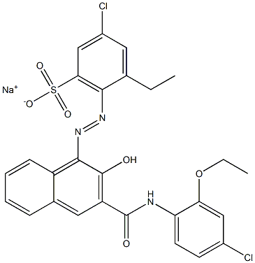 3-Chloro-5-ethyl-6-[[3-[[(4-chloro-2-ethoxyphenyl)amino]carbonyl]-2-hydroxy-1-naphtyl]azo]benzenesulfonic acid sodium salt Struktur