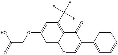 [[5-(Trifluoromethyl)-3-phenyl-4-oxo-4H-1-benzopyran-7-yl]oxy]acetic acid Struktur