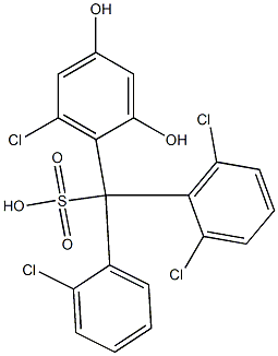 (2-Chlorophenyl)(2,6-dichlorophenyl)(6-chloro-2,4-dihydroxyphenyl)methanesulfonic acid Struktur