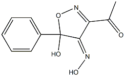 3-Acetyl-5-hydroxy-5-phenylisoxazol-4(5H)-one oxime Struktur