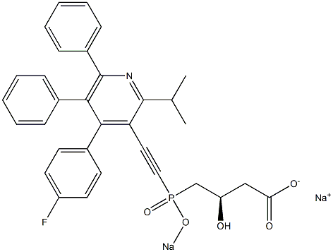 (3R)-4-[[[4-(4-Fluorophenyl)-2-isopropyl-5,6-diphenyl-3-pyridinyl]ethynyl]sodiooxyphosphinyl]-3-hydroxybutyric acid sodium salt Struktur