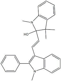 1,3,3-Trimethyl-2-[2-(1-methyl-2-phenyl-1H-indol-3-yl)vinyl]indolin-2-ol Struktur