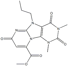 1,3-Dimethyl-2,4,7-trioxo-5-propyl-1,2,3,4,5,7-hexahydropyrimido[1,2-e]purine-9-carboxylic acid methyl ester Struktur