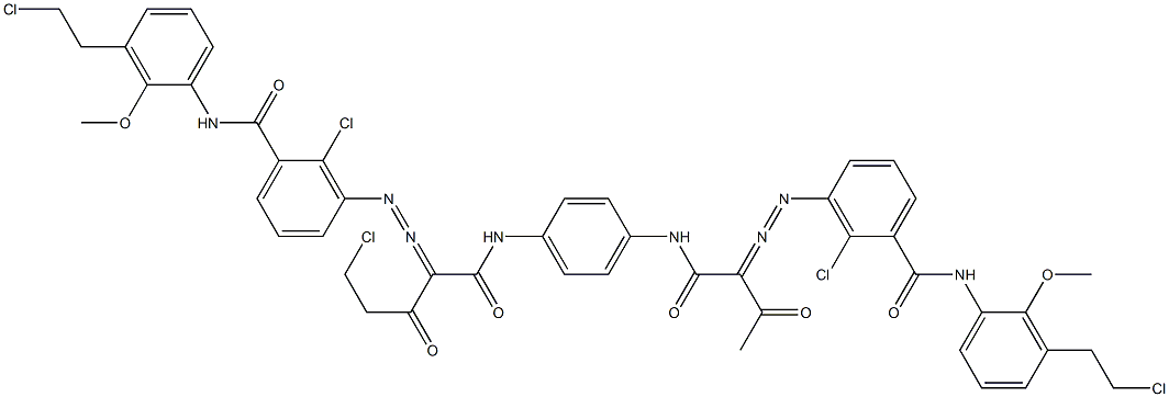 3,3'-[2-(Chloromethyl)-1,4-phenylenebis[iminocarbonyl(acetylmethylene)azo]]bis[N-[3-(2-chloroethyl)-2-methoxyphenyl]-2-chlorobenzamide] Struktur