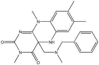 4a-[(Benzylmethylamino)methyl]-5,10-dihydro-3,7,8,10-tetramethylbenzo[g]pteridine-2,4(3H,4aH)-dione Struktur