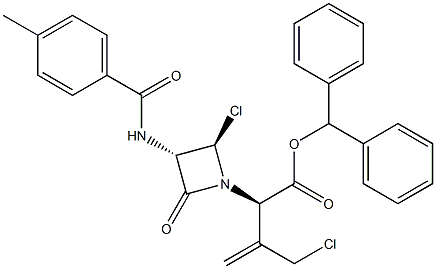 (2R)-3-Chloromethyl-2-[(3S,4R)-4-chloro-2-oxo-3-(p-toluoylamino)azetidin-1-yl]-3-butenoic acid diphenylmethyl ester Struktur