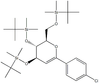 (4R,5R,6R)-5,6-Dihydro-2-(4-chlorophenyl)-4,5-bis(tert-butyldimethylsilyloxy)-6-(tert-butyldimethylsilyloxymethyl)-4H-pyran Struktur