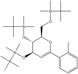 (4R,5R,6R)-5,6-Dihydro-2-(2-methylphenyl)-4,5-bis(tert-butyldimethylsilyloxy)-6-(tert-butyldimethylsilyloxymethyl)-4H-pyran Struktur