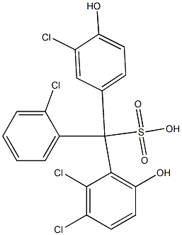 (2-Chlorophenyl)(3-chloro-4-hydroxyphenyl)(2,3-dichloro-6-hydroxyphenyl)methanesulfonic acid Struktur