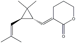 (3E)-Tetrahydro-3-[[(1R,2R)-3,3-dimethyl-2-(2-methyl-1-propenyl)cyclopropan-1-yl]methylene]-2H-pyran-2-one Struktur