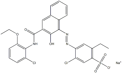 3-Chloro-6-ethyl-4-[[3-[[(2-chloro-6-ethoxyphenyl)amino]carbonyl]-2-hydroxy-1-naphtyl]azo]benzenesulfonic acid sodium salt Struktur