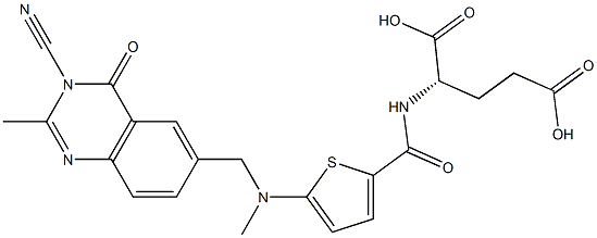 (2S)-2-[5-[N-Cyanomethyl-N-[[(3,4-dihydro-2-methyl-4-oxoquinazolin)-6-yl]methyl]amino]-2-thienylcarbonylamino]glutaric acid Struktur