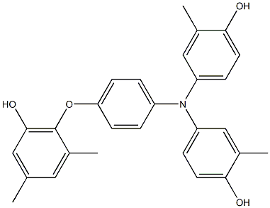 N,N-Bis(4-hydroxy-3-methylphenyl)-4-(6-hydroxy-2,4-dimethylphenoxy)benzenamine Struktur