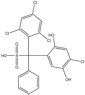 (4-Chloro-2,5-dihydroxyphenyl)(2,4,6-trichlorophenyl)phenylmethanesulfonic acid Struktur