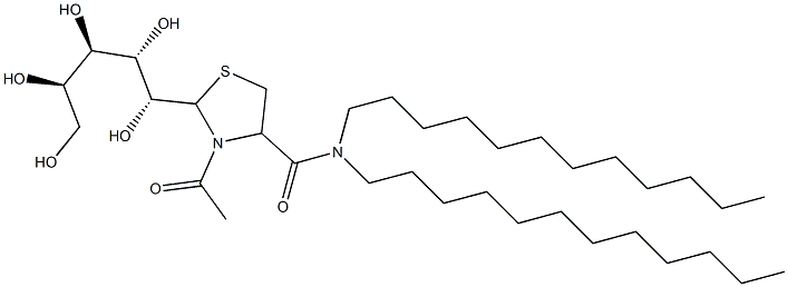 3-Acetyl-N,N-didodecyl-2-[(1R,2S,3R,4R)-1,2,3,4,5-pentahydroxypentyl]thiazolidine-4-carboxamide Struktur