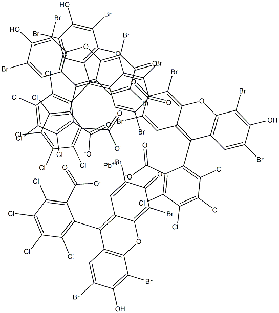 Tetrakis[2-(2,4,5,7-tetrabromo-6-hydroxy-3-oxo-3H-xanthene-9-yl)-3,4,5,6-tetrachlorobenzoic acid] lead(IV) salt Struktur