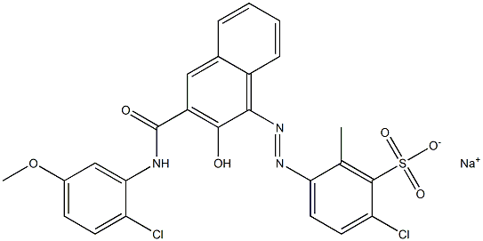 2-Chloro-6-methyl-5-[[3-[[(2-chloro-5-methoxyphenyl)amino]carbonyl]-2-hydroxy-1-naphtyl]azo]benzenesulfonic acid sodium salt Struktur