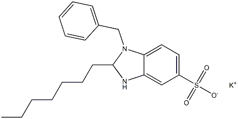 1-Benzyl-2-heptyl-2,3-dihydro-1H-benzimidazole-5-sulfonic acid potassium salt Struktur