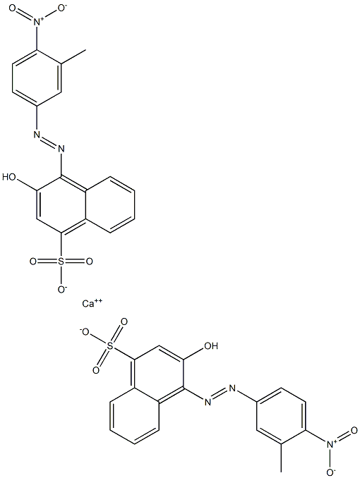 Bis[1-[(3-methyl-4-nitrophenyl)azo]-2-hydroxy-4-naphthalenesulfonic acid]calcium salt Struktur