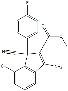 3-Amino-1-cyano-7-chloro-1-(4-fluorophenyl)-1H-indene-2-carboxylic acid methyl ester Struktur