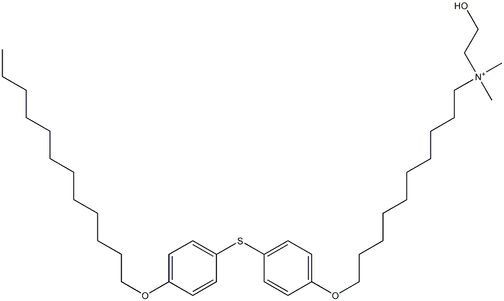 Dimethyl(2-hydroxyethyl)[10-[4-(4-dodecyloxyphenylthio)phenoxy]decyl]aminium Struktur