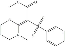 (E)-(Phenylsulfonyl)[(3-methyl-3,4,5,6-tetrahydro-2H-1,3-thiazin)-2-ylidene]acetic acid methyl ester Struktur